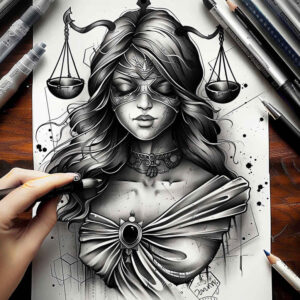 themis tattoo design ideas ink realism mythic fairness embodying courage