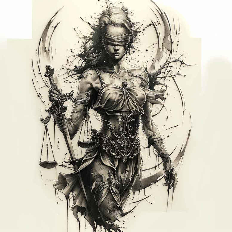 themis tattoo design ideas naturalistic pure judgment for lower thigh