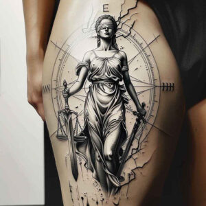 themis tattoo design ideas high-contrast scale tattoo for behind ear