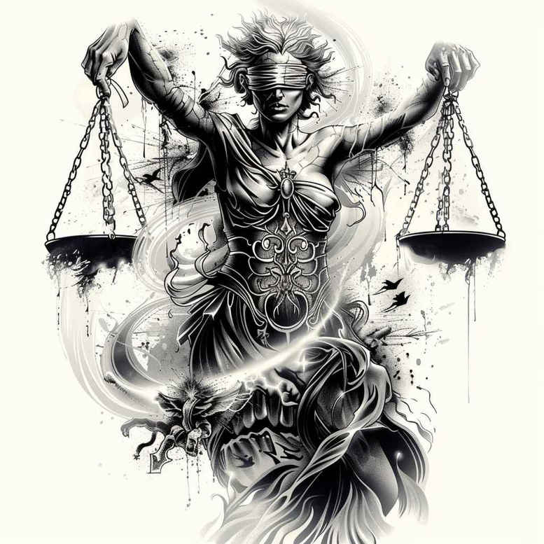themis tattoo design ideas Surrealism abstract forms scale tattoo for biceps
