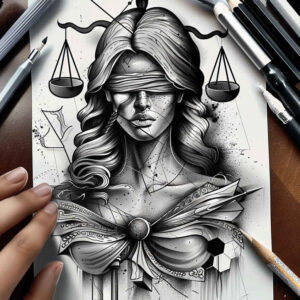 themis tattoo design ideas refined contrast scale tattoo shows endurance