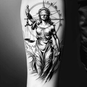 themis tattoo design ideas Realism full detail symbol of truth for thigh
