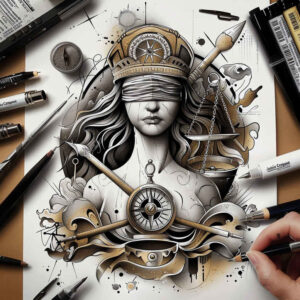 themis tattoo design ideas Realism realistic lighting truth balance for behind ear