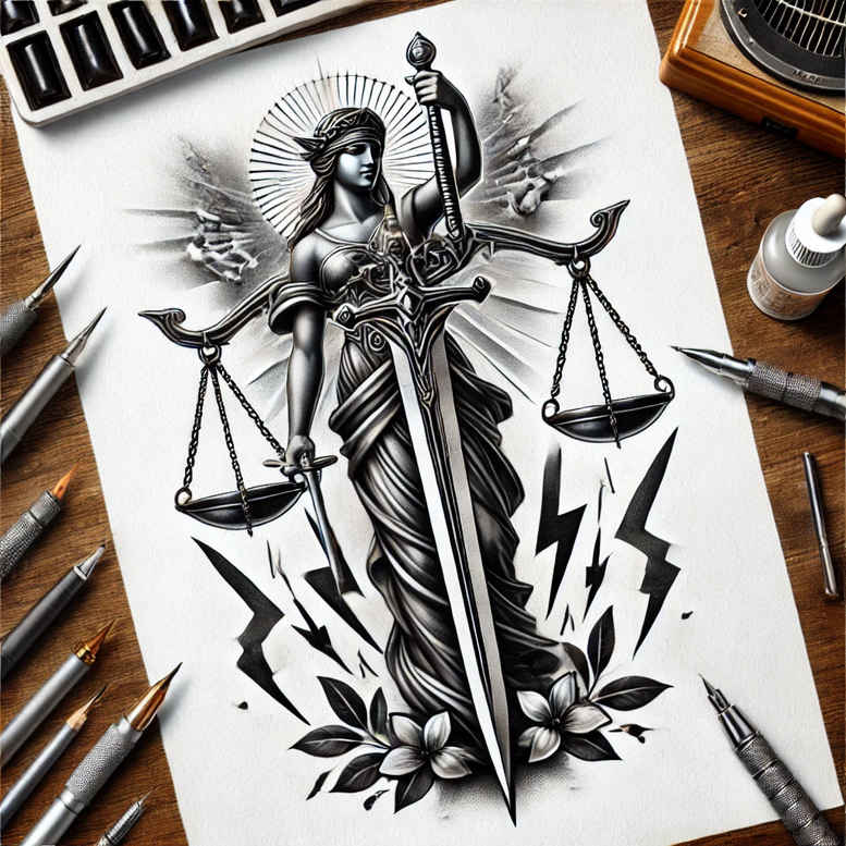 themis tattoo design ideas Realism emotional realism universal fairness for collarbone