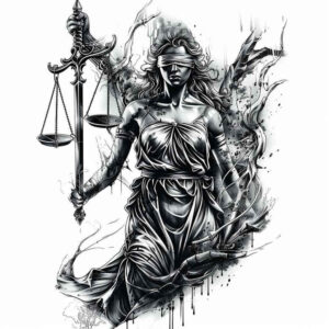 themis tattoo design ideas Surrealism symbolic upright stance for behind ear
