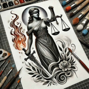 themis-tattoo – tattoo design ideas free ai generated – neotraditional-classic-composition – for-hip – Gallery: themis-inkby-ai