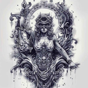 themis-tattoo – tattoo design ideas free ai generated – realism-volume-effect – for-abdomen – Gallery: themis-inkby-ai