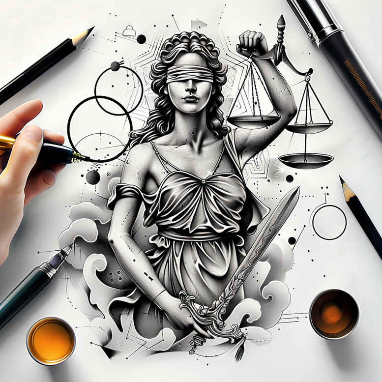 truth-motif-tattoo – tattoo design ideas free ai generated – neotraditional-classic-motifs – for-lower-back – Gallery: themis-inkby-ai