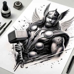 artistic-detail-tattoo-neotraditional-layered-fill-for-collarbone – tattoo design ideas free ai generated – Gallery: thor-inkby-ai