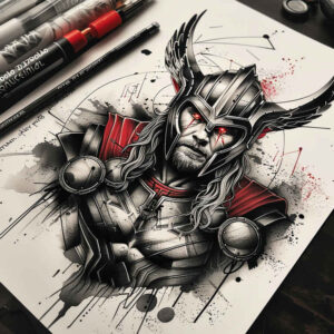energy-thor-tattoo-neotraditional-layered-color-for-scapula – tattoo design ideas free ai generated – Gallery: thor-inkby-ai