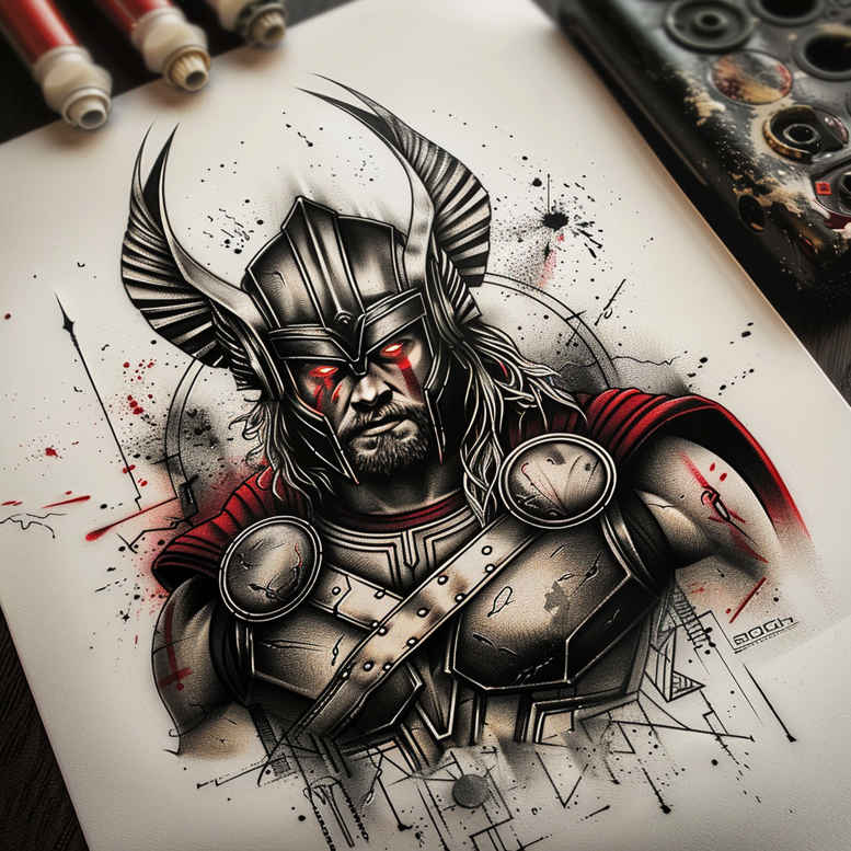 spiritual-motif-tattoo-surrealism-chromatic-aberration-for-heel – tattoo design ideas free ai generated – Gallery: thor-inkby-ai