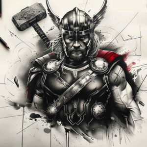 symbolism-tattoo-neotraditional-bold-color-blocks-for-sternum – tattoo design ideas free ai generated – Gallery: thor-inkby-ai