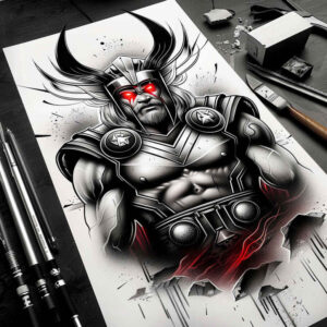 war-god-tattoo-realism-contour-shading-for-wrist-side – tattoo design ideas free ai generated – Gallery: thor-inkby-ai