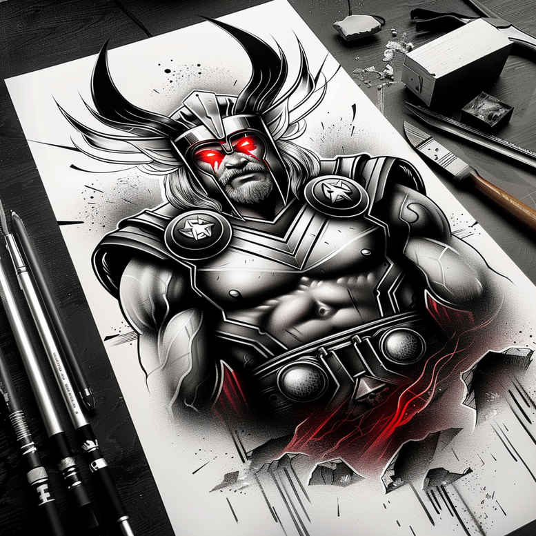 war-god-tattoo-realism-contour-shading-for-wrist-side – tattoo design ideas free ai generated – Gallery: thor-inkby-ai