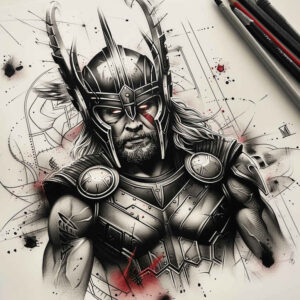 strength-and-courage-tattoo-surrealism-floating-elements-for-biceps – tattoo design ideas free ai generated – Gallery: thor-inkby-ai