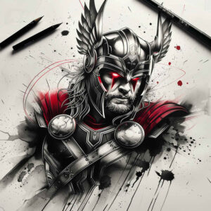 shaded-thor-tattoo-surrealism-metamorphosis-for-stomach – tattoo design ideas free ai generated – Gallery: thor-inkby-ai