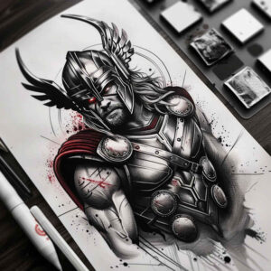thor tattoo design ideas refined lines cosmic weapon for abdomen