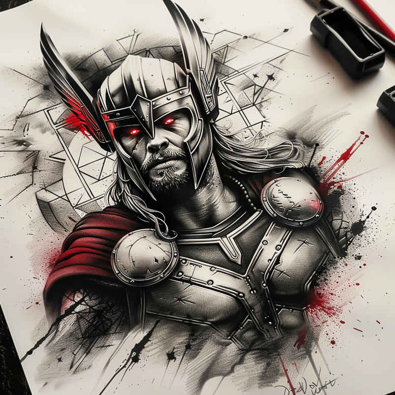 thor tattoo design ideas modern classic mythic strength for upper thigh