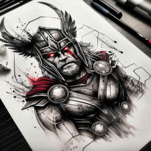 thor tattoo design ideas Realism crisp detail nordic power for chest