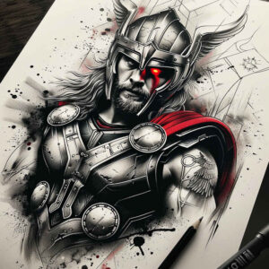 thor tattoo design ideas Surrealism mystical nordic power for toe