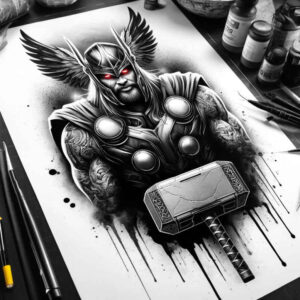 thor tattoo design ideas vivid hues protector of realms represents perseverance