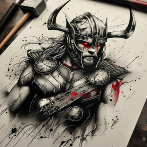 thor tattoo design ideas enhanced color storm force for thigh