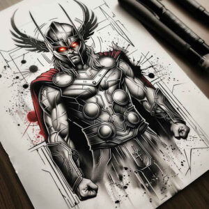 thor tattoo design ideas balanced color storm symbol for lower chest