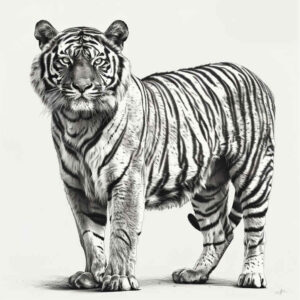 abstract-tiger – tattoo design ideas free ai generated – neotraditional-soft-blending – for-collarbone – Gallery: tigers-inkby-ai