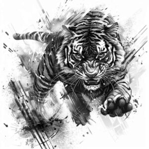 geometric-tiger – tattoo design ideas free ai generated – neotraditional-modern-twist – for-upper-arm – Gallery: tigers-inkby-ai