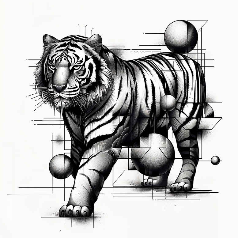 minimalist-tiger-tattoo – tattoo design ideas free ai generated – realism-glowing-edges – for-hand – Gallery: tigers-inkby-ai