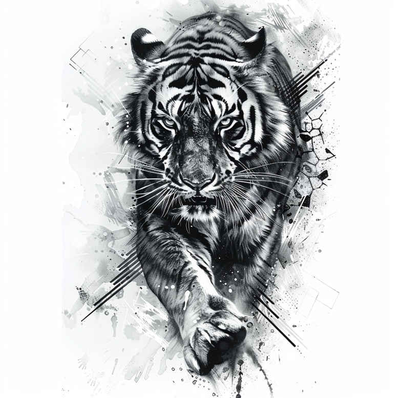tigers tattoo design ideas Realism detailed rendering bold presence for sternum