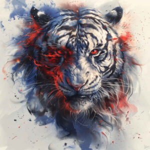 tigers tattoo design ideas Surrealism translucent layers feline movement for nape