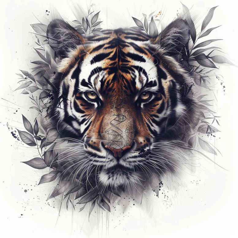 tigers tattoo design ideas Surrealism disorienting fierce stare symbolising determination