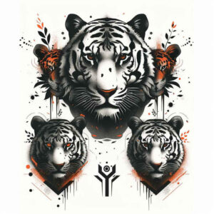 tigers tattoo design ideas Neotraditional dynamic color jungle roar shows endurance