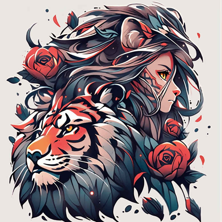 tigers tattoo design ideas Surrealism symbolic jungle roar symbol of resilience