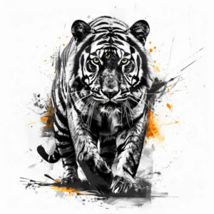 tigers tattoo design ideas Surrealism fluid forms jungle royalty shows perseverance
