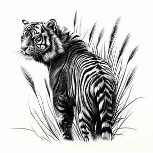 tigers tattoo design ideas Realism sharp focus motion lines for chest