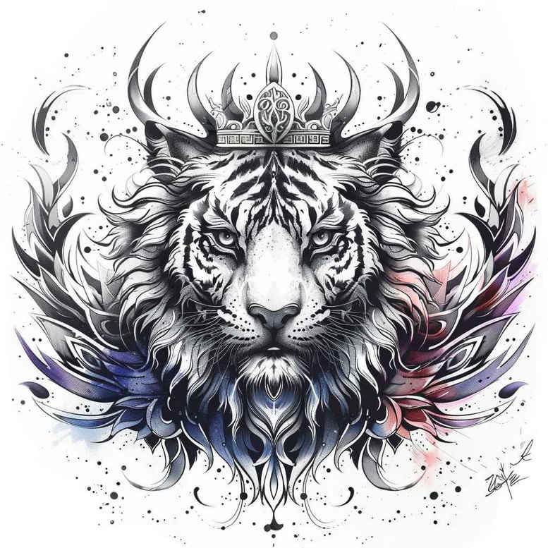 tigers tattoo design ideas Surrealism symbolism motion lines for heel