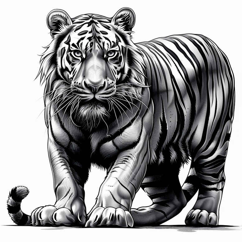 tigers tattoo design ideas deep-shading predator stance embodying perseverance