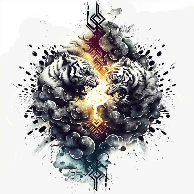 tigers tattoo design ideas contrasting colors predator stance meaning courage