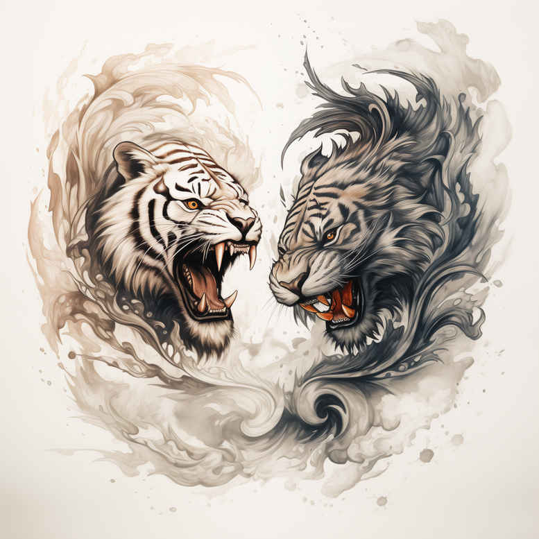 tigers tattoo design ideas Surrealism shimmering forms roaring strength for collarbone