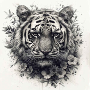 tigers tattoo design ideas Surrealism ethereal glow sharp eyes determination and power