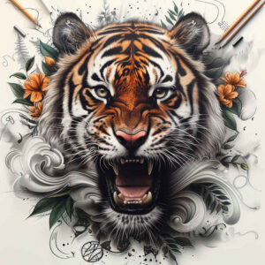 tigers tattoo design ideas Realism contrast play sharp eyes stands for strength