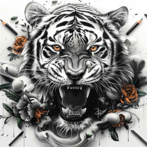 tigers tattoo design ideas detailed linework silent hunter endurance and power