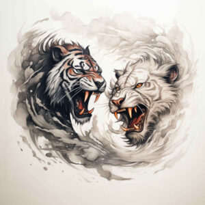 tigers tattoo design ideas Surrealism phantasm spirit of hunt symbolising perseverance
