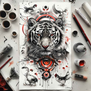 tigers tattoo design ideas ambiguous space tiger force symbolising perseverance