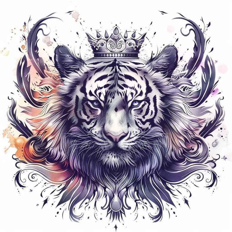 tigers tattoo design ideas Surrealism shimmering forms wild pattern for sternum