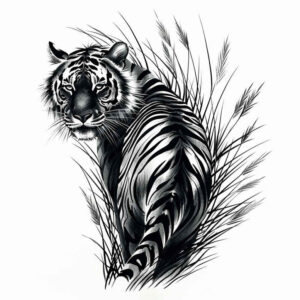 tiger-artistic-detail – tattoo design ideas free ai generated – realism-photo-like-tattoo – for-upper-thigh – Gallery: tigers-inkby-ai