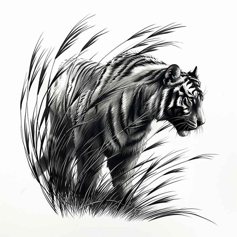 tiger-battle-motif – tattoo design ideas free ai generated – realism-full-detail – for-side – Gallery: tigers-inkby-ai