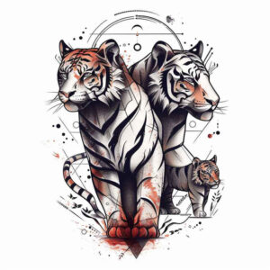 tiger-courage-symbol – tattoo design ideas free ai generated – neotraditional-clean-fill – for-forearm – Gallery: tigers-inkby-ai
